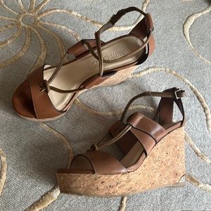 Jimmy Choo | Nelson 100 mm Tan Leather Cork Wedges 35.5